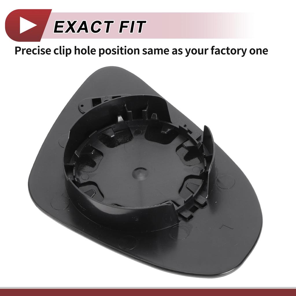 HEROFFIX Mirror Glass Replacement for Toyota Yaris Left Driver Side with Back Real Glass Plastic 1-Piece 2012-2017, Plate, No. 879090D580,