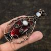 Natural Red Labradorite, Moonstone Gemstone Copper Wire Wrap Pendant 3.46" S1A15