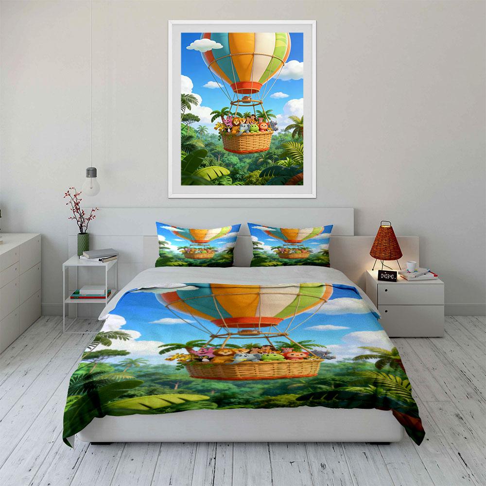 Hot Air Balloon Scene. Bedding Sets Duvet Cover Sets Duvet Covers Pillowcases(1 * Duvet Cover 2 * Pillowcases Without Duvet Insert)
