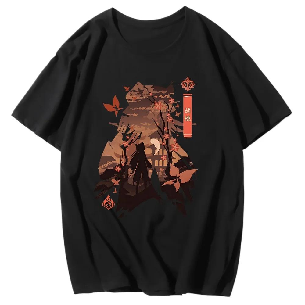 Genshin Impact Printing Tshirts Xiao Venti Print Tee Shirts Hu Tao Zhong Li Graphic T-shirt Kaedehara Kazuha Raiden Shogun Tees