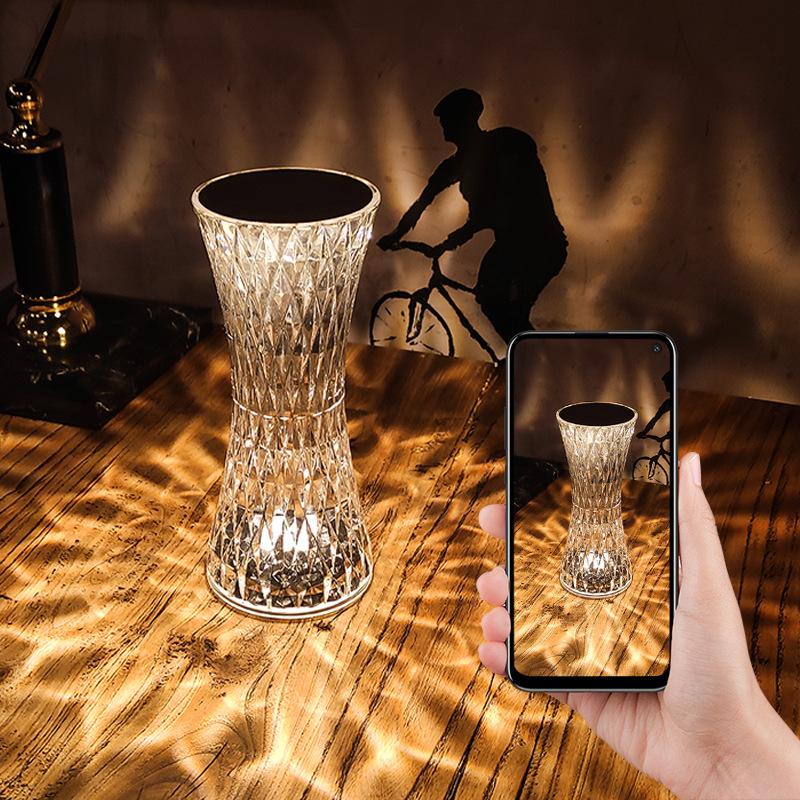 RGB16 Barevná Diamantová Stolní Lampa USB Nabíjecí Křišťálové Noční Lampičky Akrylová Dekorace Noční Světla Ložnice Postel LED Osvětlení Dárek