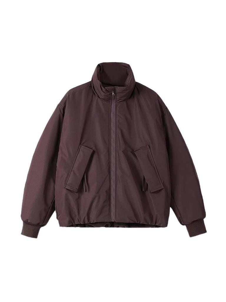 Japansk Retro Vinterjacka i Bomull med Ståkrage