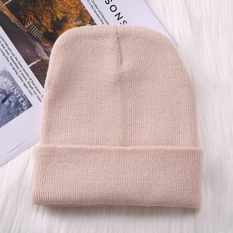 Klassische mehrfarbige Beanie-Wintermütze für Damen und Herren, gestrickt, solide Herbst-Mütze