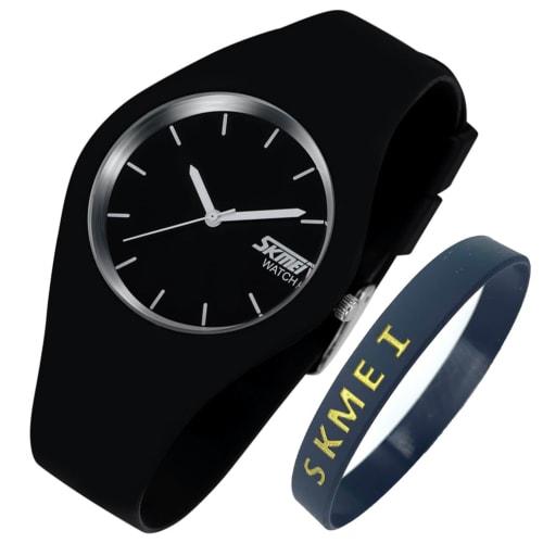 

SKMEI Women s Stylish Sports Silicone Watch, Cute and Simple, Waterproof, Casual Analog Watch, Perfect Gift for High School Students, Black