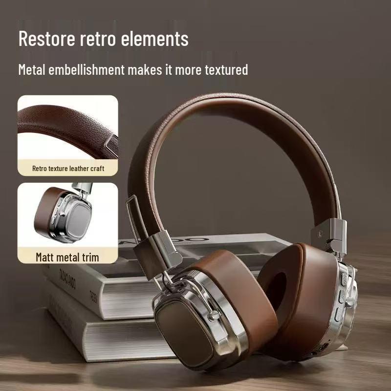 American Retro Style Over-Ear Headphones with Heavy Bass, Bluetooth 5.3 Wireless Headset