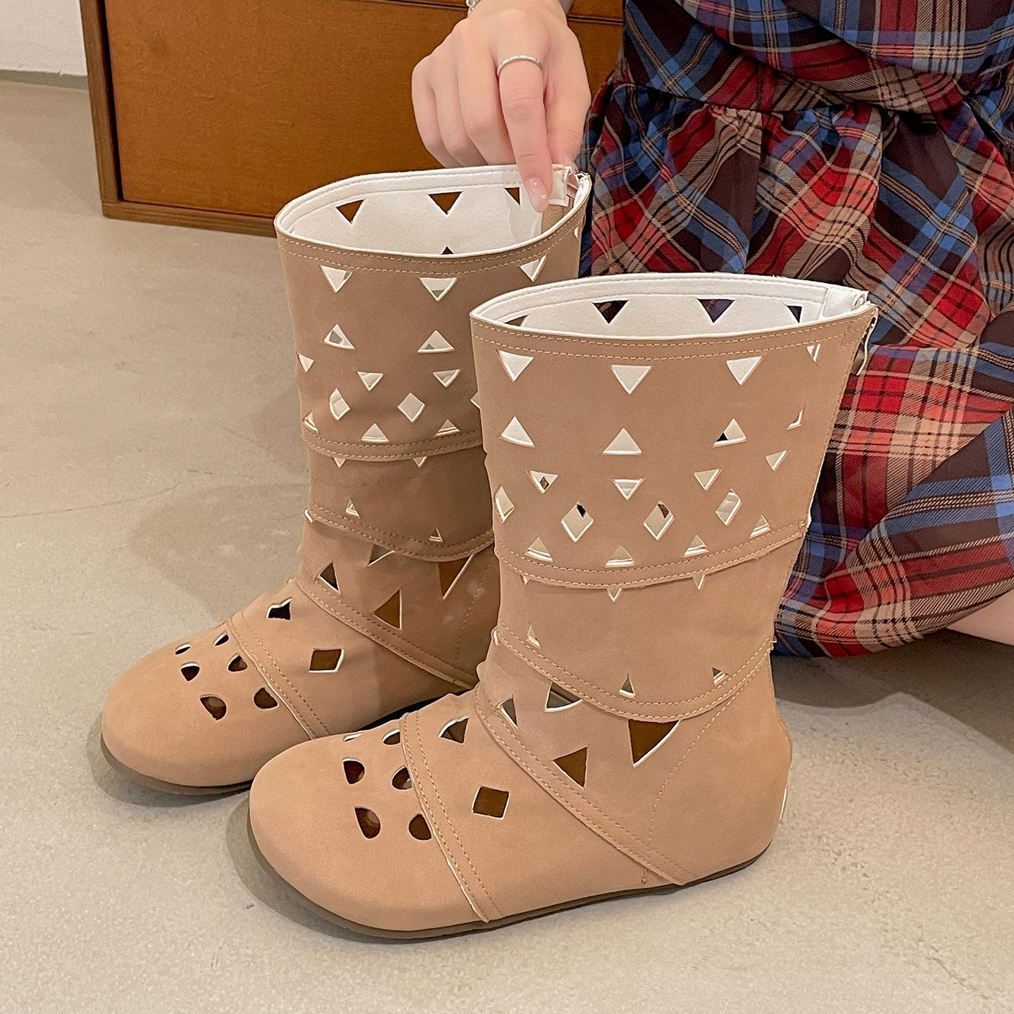 

Ботинки на платформе Queen Fan в винтажном коричневом цвете, женские, 2025, новые летние, под юбку, ботинки Майяр 40 абрикосовый