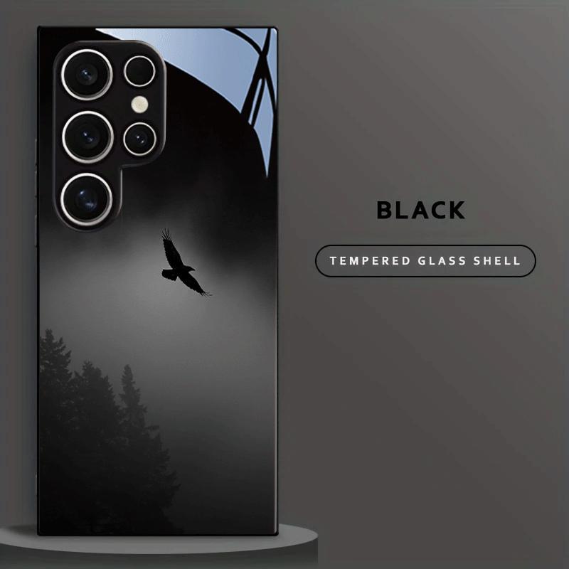 Black Eagle Tempered Glass Phone Case for Samsung Galaxy S26 S25 S24 S23 Ultra S22 Ultra S20 Ultra 56 A72 A73 5G