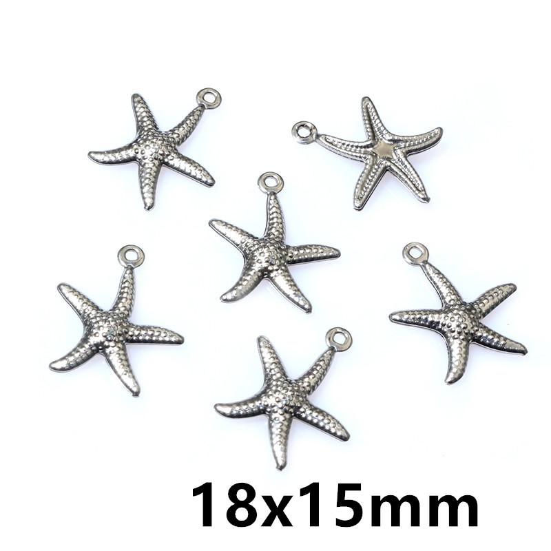 20pcs Shell Starfish Lobster Charms Pendant Stainless Steel Crafts DIY Jewelry Making Accessories for Necklace Bracelet Earrings