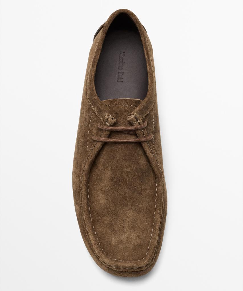 Massimo Dutti Stitch Detail Leather Split Suede Shoes