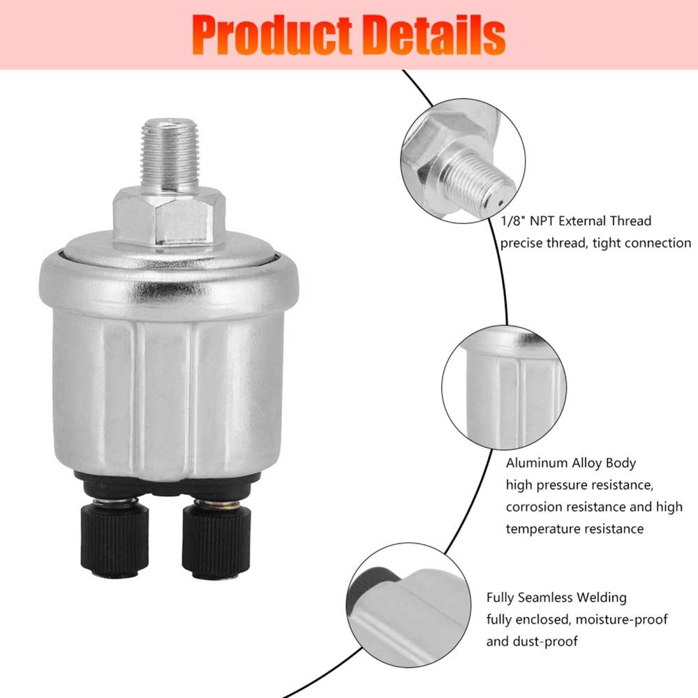 1/8 NPTF Oil Pressure Sensor Bright Thread Pressure Sending Unit Electrical Applications