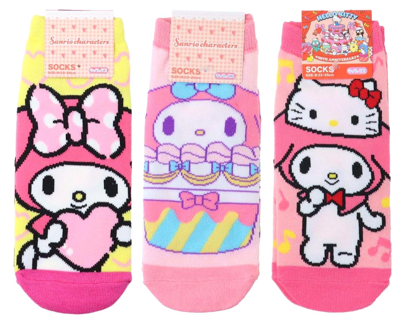 

Набор женских носков My Melody из 3 узоров (Сердце, Желтый кекс, Розовая вечеринка, Hello Kitty Pink) Маленькая Планета