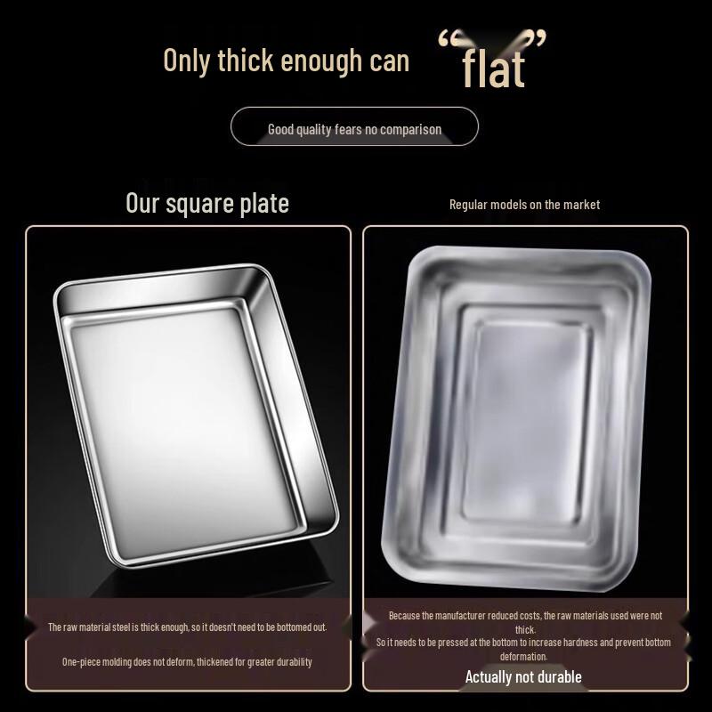 304 Stainless Steel Rectangular Food Tray with Lid