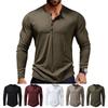 Herr,färg Vardaglig,ledad Bomull V-hals Långärmad T-shirt Topp