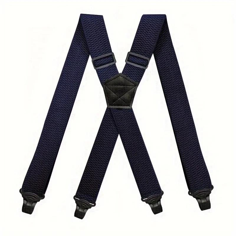 Men'S Wide Heavy Duty Work Strap Adult 4 Clips 120Cm Strap X-Type Elastic Adjustable Strap Bracket Work Men'S Strap  Garter