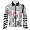 Heren Pop Punk Michael Jackson Zilveren Ritsjas Cosplay Kostuum Volwassen Halloween Maskerade Podiumoptreden Outfit