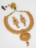 Gold-Plated White Stone-Studded & Beaded Jewellery Set