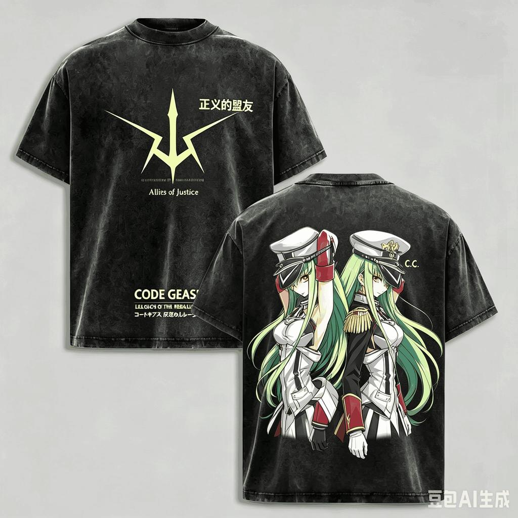 T-shirt Lavata Anime Code Geass Lelouch Lamperouge Estiva per Uomo Donna Moda Nuova Cotone Retro Casual Moda T-shirt