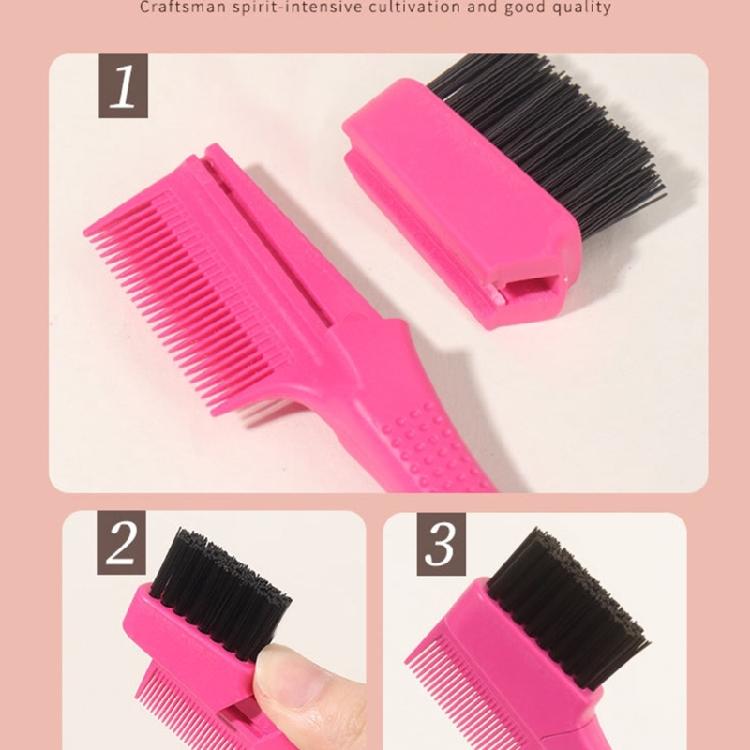 Hair Control Edge Brush with Metal Rat Tail Comb Double Sided Hair Styling Brush