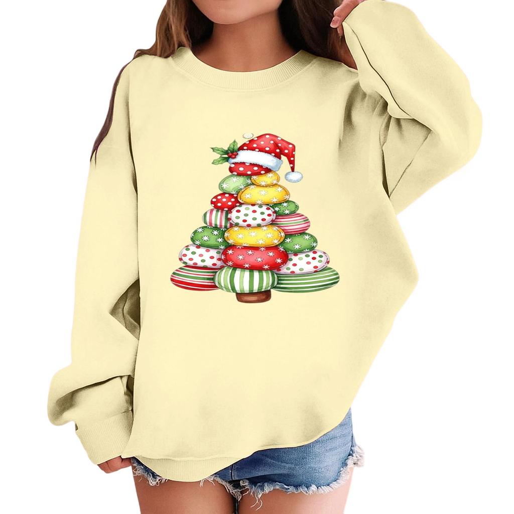 Children's Fashionable Casual Long-sleeved Loose Christmas Print Pullover Sweatshirt