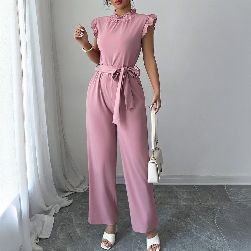 Elegant Short-sleeved T-shirt Casual Long Pants Jumpsuit Women's Autumn and Winter Independent Station