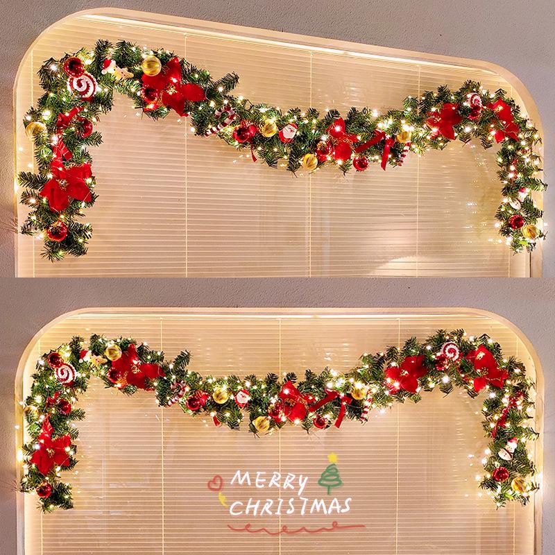 2.7m Rattan Christmas Light Ball Garland for Window Decoration