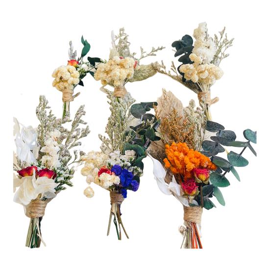 6Pcs Artificial Dried Flower Bouquet Bohemian Mini Flower Bouquet DIY Crafts Vase Wedding Party Home Office Table Centerpiece Decoration