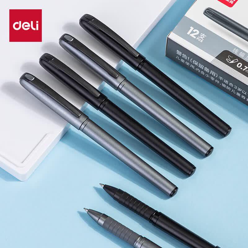 Deli S26 0.7mm Black Gel Pen, 12-Pack