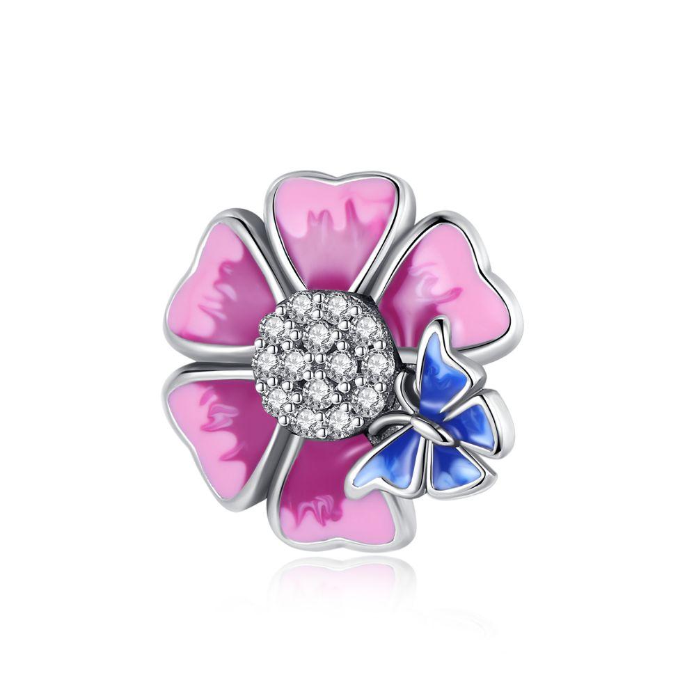 New Yellow Sunflowers Heart Rose Flower Charms 925 Sterling Silver Fits Original Bracelets Women Anniversary DIY Jewelry Charm