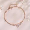 Women's Bracelet, 925 Silver, Cherry Blossom Flower Design, Double Chain, Simple, Cute, Hand Decoration, Birthday Present, For Women, Metal