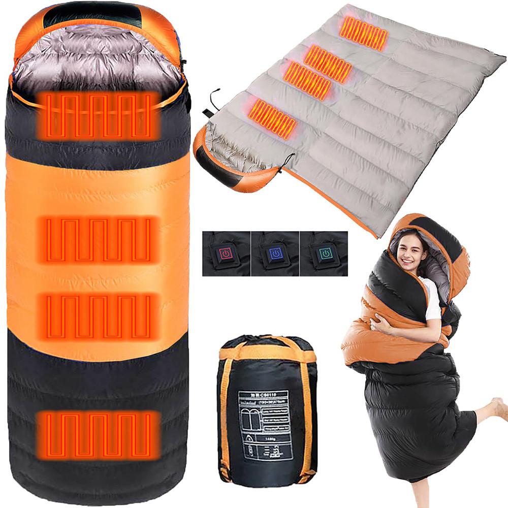 Winter -5℃ USB Heated Sleeping Bag Wearable Adult Electric Thermal Warm 4 Season Outdoor Camping Hiking Traveling (NO Power bank