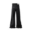 RogueWave Streetwear Schwarze Wachsleder Stretch Jeans für Herren Ropa Hombre Baggy Y2k Schlaghosen Übergroße Gerade Denim Hose