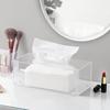 Acrylic Tissue Box Covers with Magnetic Base Dryer Sheet & Mask Organizers for Bathroom Office Car - White Rectangular