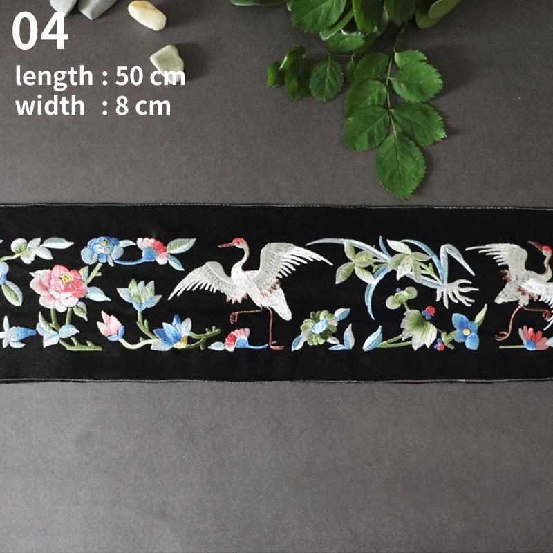 Chinese Embroidery Crane Lace Trim Satin Silk Edge Webbing Hanbok Ancient Costume Hanfu Dress Collar Cuff Diy Sewing Accessories