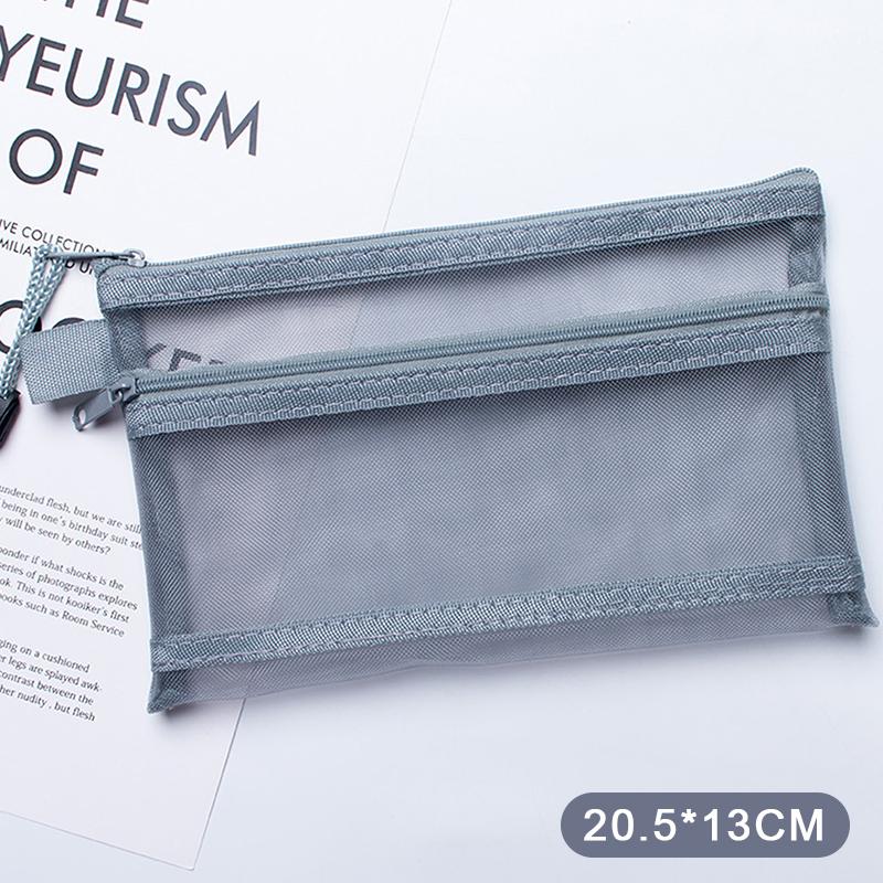 A4 A5 A6 Portable Double-Layer Mesh Zipper File Bag Transparent Student Test Paper Data Storage Bag Office Files Stationery