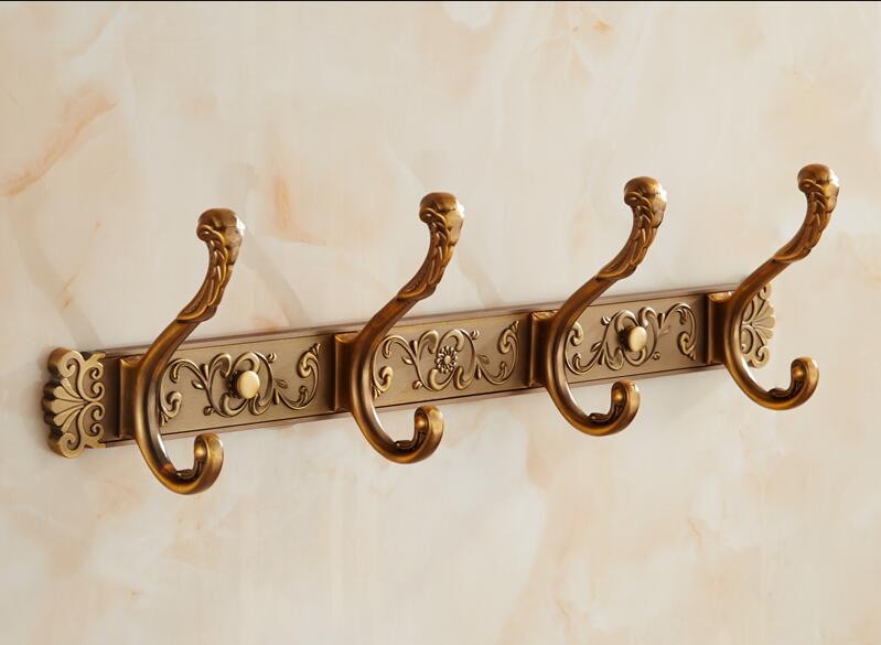 Tuqiu Antique Bronze Robe Hook Clothes Hook Carved Towel Hanger Aluminum Bathroom Hardware Kitchen Hook Bathroom Accessories