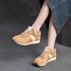 Fashion GKTINOO Lace-up Women's Flat Shoes Genuine Leather Sneakers Mixed Colors 2025 New Handmade Comfortable Retro Platform Sneakers
