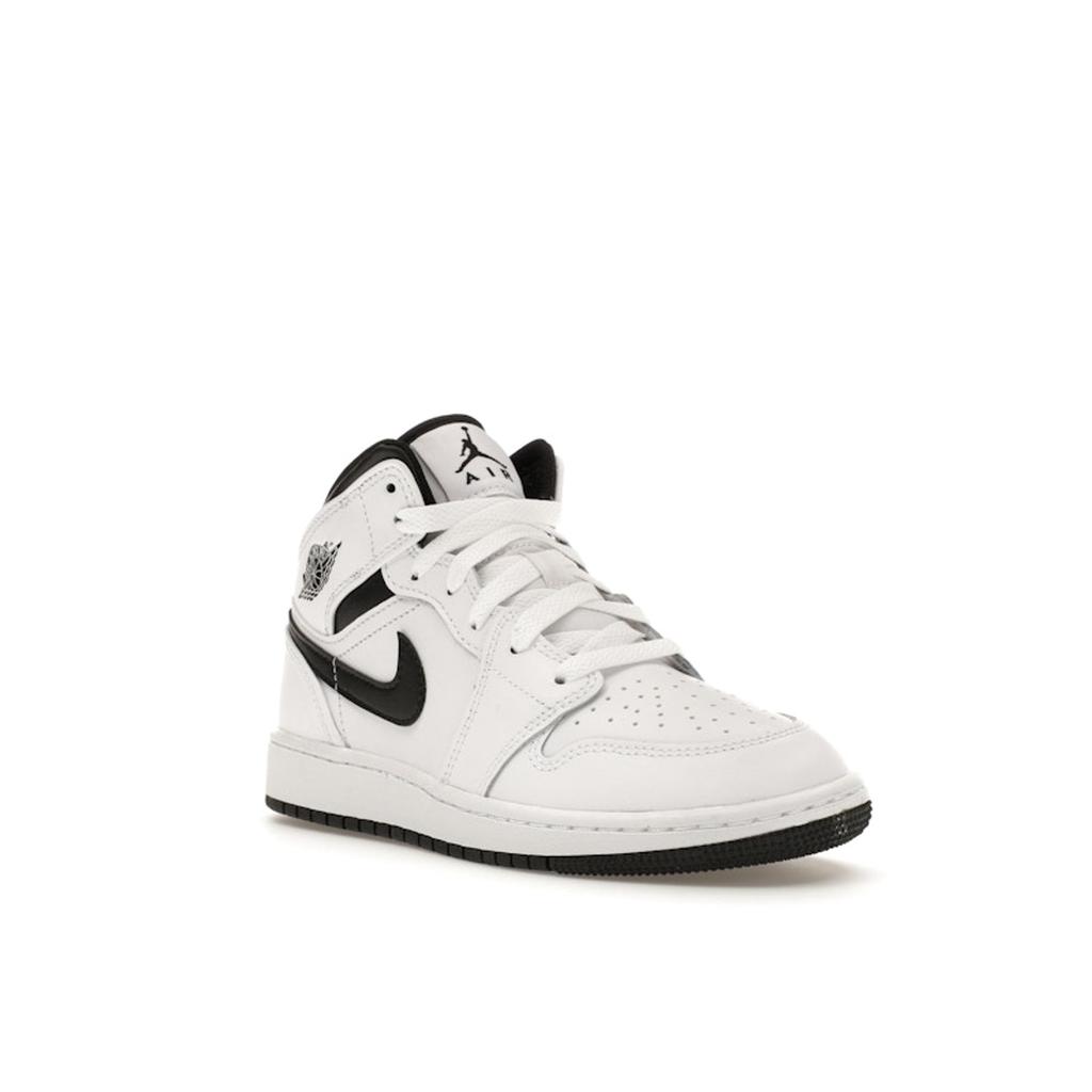 Air Jordan 1 Mid GS White Black Kids Sneakers DQ8423-132