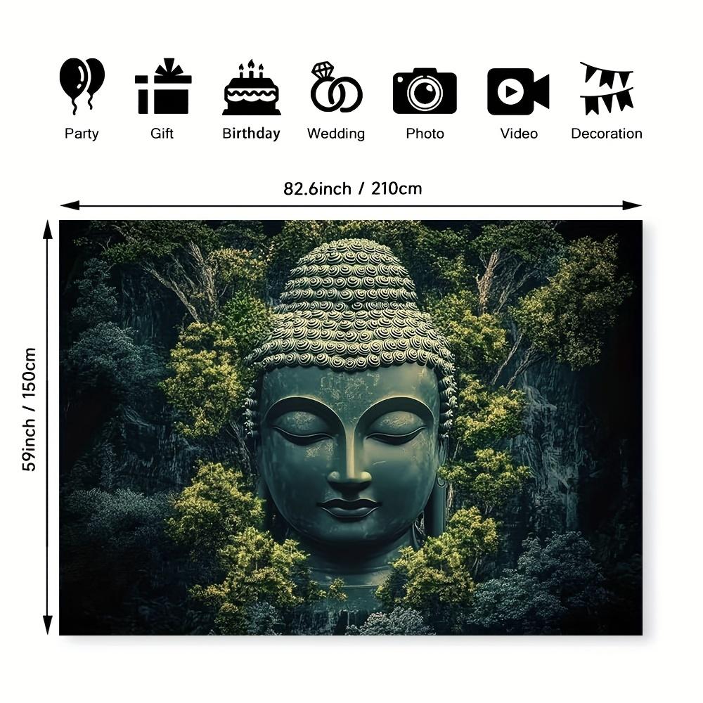 VIKAMA Forest Zen Buddha Head Tapestry Secret Realm Ancient Tree Living Room Background Wall Room Decoration