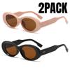 2PACK Versatile Fashion Sunglasses New Oval Frame Sun Glasses Retro Small Frame Eyeglasses Y2K Street Po Glasses Female