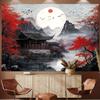 Japanese Landscape Theme Ink Painting Backdrop Red Cherry Blossom Scenery Poster Banner Art Home Decor Photo Background Props2195