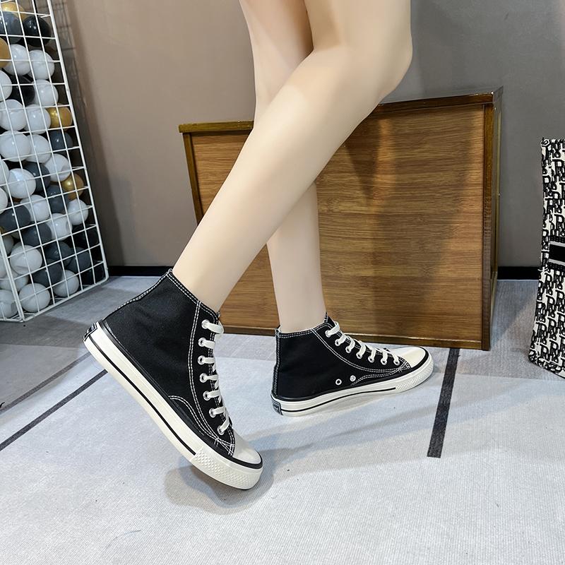 Women's Fashion 2025 Vulcanized Shoes Woman Sneakers New Rainbow Retro Canvas Shoes Flat Fashion Comfortable High Shoes Women