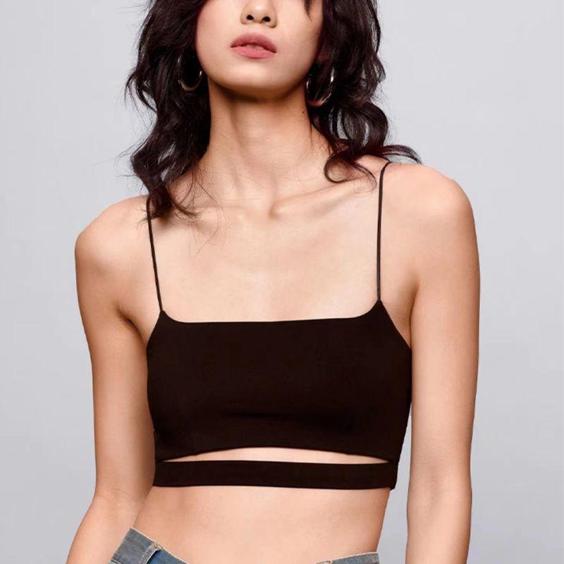 

Cross Back Nude Feel High Elastic Strap Sports Bra L Black