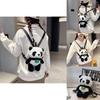 Cute Panda Plush Shoulder Bag With Zipper Pouch For Daily Use