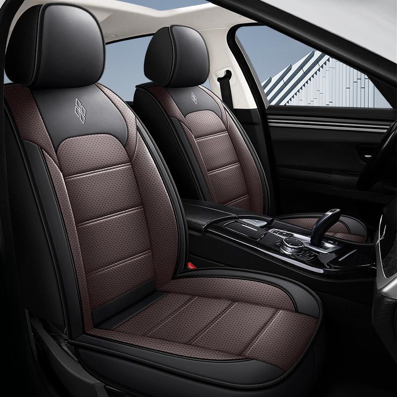 Universal 5 Seater PU Leather Car Seat Covers Complete Set, Anti-Slip Cushion Protector for Most Sedans, Christmas Gifts