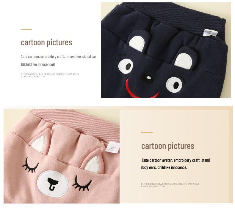 Children's Thick Velvet Cartoon Pants with Cotton Lining - Warm and Cozy