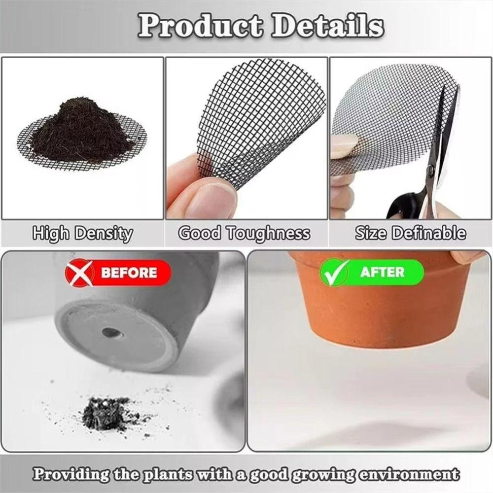 50PCS/Set Round Flower Pot Hole Mesh Pad Plastic Flower Pot Bottom Mat New Flower Pot Gasket  Garden