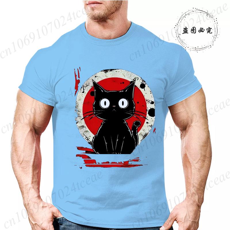 Kawaii Cat Japanese Black Anime Cat Men's T Shirt Tee T-Shirt Kawaii Clothes Shirts for Women Tops Graphic T Shirts Camisetas