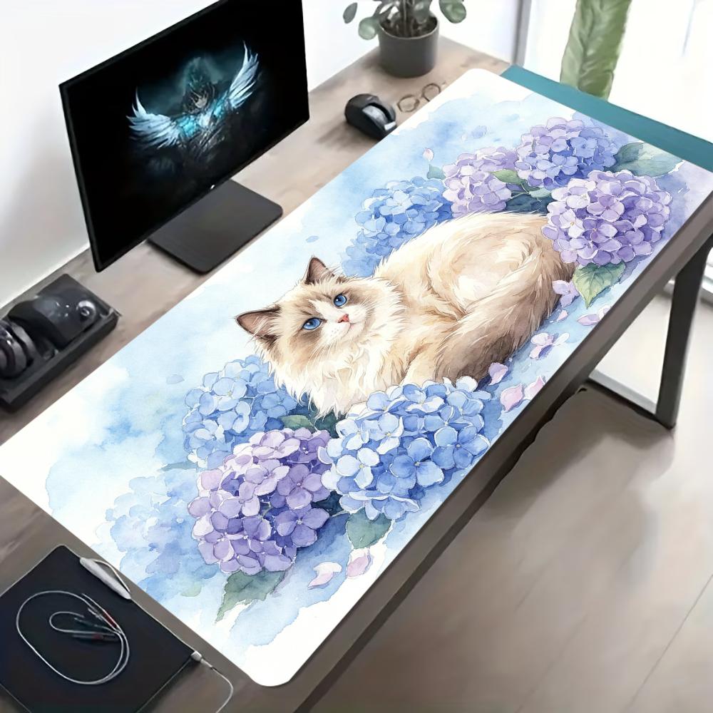 Cherry Blossom Puppy Extended Gaming Mouse Pad NonSlip Desk Surface Sakura Golden Retriever Art Print For Gaming And Office