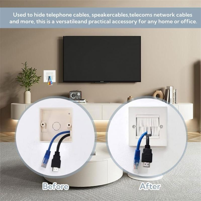 Single Gang Bristles Brush Wall Plate Port Insert Cover Outlet Mount Panel A0KF