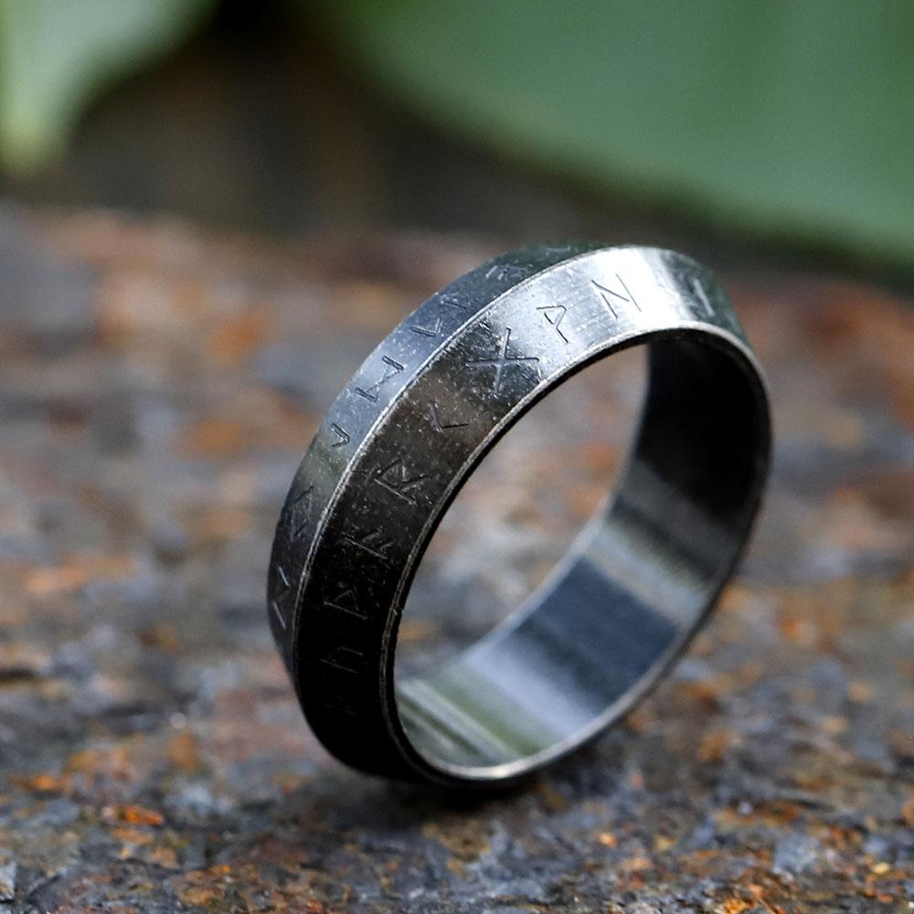 NEW Nordic Viking Letter Stainless Steel Rune Ring Simple Fashion Vintage Jewelry Gift for Men Women